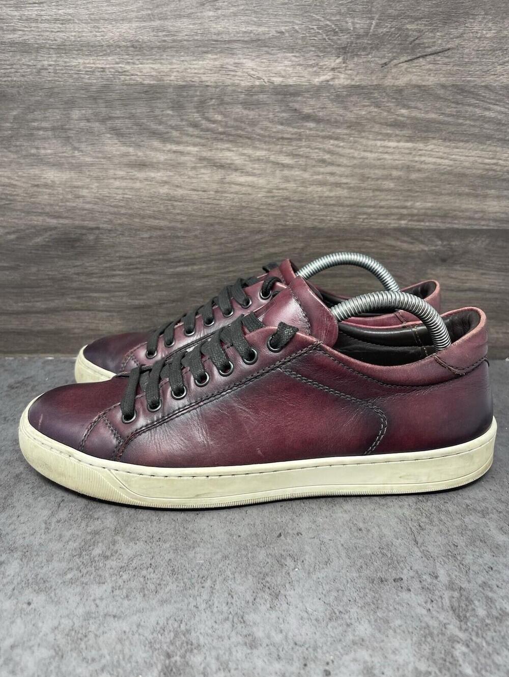 Bruno Magli Westy Low Top Sneakers Mens Size 8.5 Burgundy Red Leather